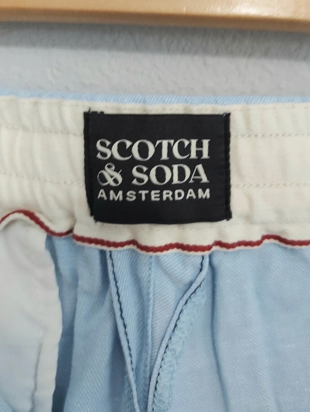 Scotch & Soda Amsterdam Fave Light Blue Organic Cotton Linen Mens Shorts XL*